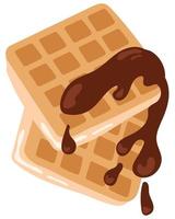 waffles belgas com chocolate. mão desenhada ilustração vetorial. adequado para adesivos, cartões, papel de presente, menu vetor