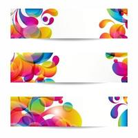 banners web abstratos com arco colorido para seu design www vetor