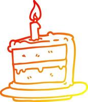 bolo de aniversário de desenho animado de desenho de linha de gradiente quente vetor