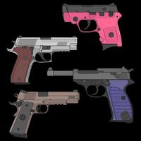 conjunto de estilo vetorial de armas de fogo, arma de tiro, ilustração de arma, linha vetorial, ilustração de arma, arma moderna, conceito militar, pistola para treinamento vetor