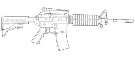 estilo de arte de linha de armas de fogo, arma de tiro, ilustração de arma, linha vetorial, ilustração de arma, arma moderna, conceito militar, arte de linha de pistola para treinamento vetor