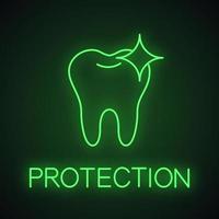 ícone de luz neon de dente brilhante saudável. sinal brilhante de estomatologia. clareamento dos dentes. ilustração vetorial isolada vetor