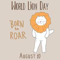 dia mundial do leão. vetor