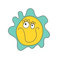 doodle positivo sorridente emoji retrô feliz adesivo vintage vetor