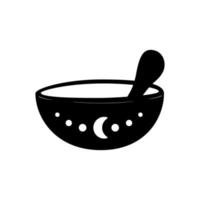 doodle prato mágico de tigela mágica com pestel para cozinhar vetor