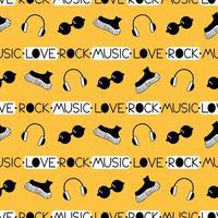 doodle amor música rock sem costura de fundo com conceito musical punk rock vetor