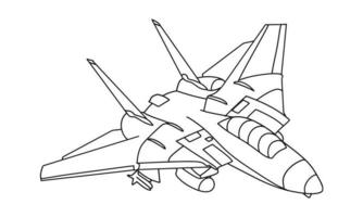 avião desenho ilustração em vetor arte linha para livro de colorir. desenho de avião de desenho animado para livro de colorir para crianças e crianças. desenho de arte de esboço para livro de colorir. caça e helicóptero.