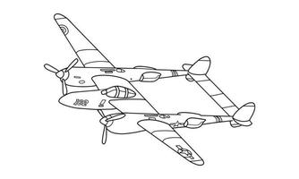 avião desenho ilustração em vetor arte linha para livro de colorir. desenho de avião de desenho animado para livro de colorir para crianças e crianças. desenho de arte de esboço para livro de colorir. caça e helicóptero.