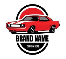 logotipo do muscle car - ilustração vetorial, design de emblema em fundo branco vetor