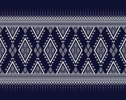 design de bordado de textura étnica geométrica escura sobre fundo azul ou papel de parede e roupas, saia, tapete, papel de parede, roupas, embrulho, batik, tecido, vetor de textura de triângulo de camisa, padrões de ilustração