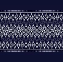 design de bordado de textura étnica geométrica preto e branco com design de fundo azul escuro, saia, tapete, papel de parede, roupas, embrulho, batik, tecido, folha branca, vetor de formas de triângulo, ilustração