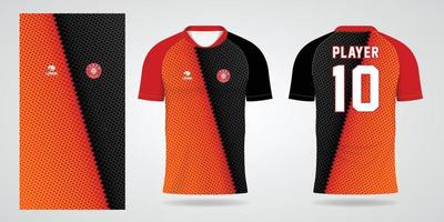 modelo de design de esporte de camisa vermelha preta vetor