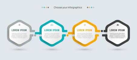 quatro infográfico design com ícones. 4 opções ou 4 passos. diagrama de processo, fluxograma, gráfico de informações, infográficos para conceito de negócios, banner de apresentações, layout de fluxo de trabalho vetor