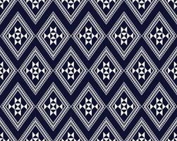melhor design de bordado de textura étnica geométrica em fundo azul escuro usado em saia, papel de parede, roupas, batik, tecido, vetor de formas de triângulo branco, modelos de ilustração