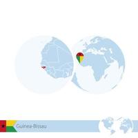 guiné-bissau no globo do mundo com bandeira e mapa regional da guiné-bissau. vetor