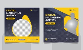 agência de marketing digital on-line webinar conjunto de postagem de mídia social, banner da web de mídia social de promoção de negócios corporativos, modelo de design exclusivo de folheto quadrado vetor