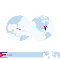 cuba no globo do mundo com bandeira e mapa regional de cuba. vetor