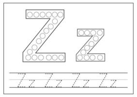 aprendendo o alfabeto inglês para crianças. letra z. letras de rastreamento. vetor