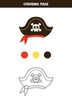 chapéu de pirata de cor. planilha para crianças. vetor