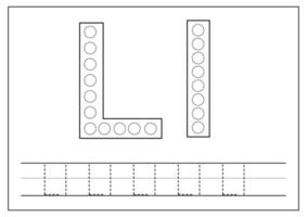 aprendendo o alfabeto inglês para crianças. letra l. letras de rastreamento. vetor