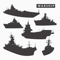 vetor de silhueta de navio de guerra