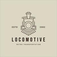 locomotiva linha arte logotipo vetor simples ilustração minimalista modelo ícone design gráfico. sinal de trem retrô ou vintage ou símbolo para transporte