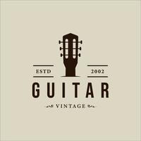 guitarra country música logotipo vintage vector ilustração modelo ícone design gráfico. sinal de instrumento de música acústica ou símbolo para banda de guitarrista e negócios de loja