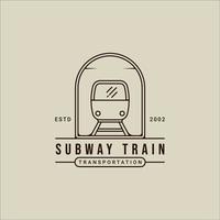 metrô trem logotipo linha arte vetor simples ilustração minimalista modelo ícone design gráfico. sinal de transporte ferroviário ou símbolo para o conceito de transporte de negócios ou viagens com distintivo