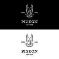 asas brancas de pombo posam no design de logotipo de estilo clássico vintage retrô vetor