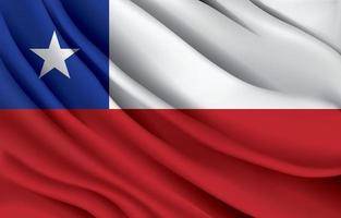 bandeira nacional do chile acenando ilustração vetorial realista vetor