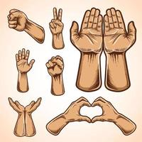conjunto de ilustração de mãos de gesto humano