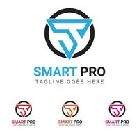 modelo de logotipo de carta pro smart vetor