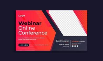 mídia social de conferência de webinar de negócios on-line e modelo de banner da web vetor