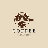 logotipo, ícone e símbolo vintage de café, com design de ilustração vetorial de emblema vetor