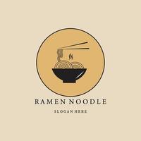 logotipo, ícone e símbolo de vetor de macarrão ramen, com design de ilustração vetorial de emblema