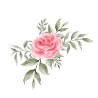 vetor de aquarela de flores rosas cor de rosa e vermelho isolado no fundo branco. flores vintage e folhas gráficas para casamento, cartão de convite. ilustração floral