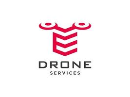 ícone de vetor de modelo de logotipo de drone letra e. vetor de drone de fotografia. ícone de vetor de quadricóptero