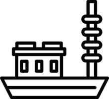 ícone de linha de vetor de barco de pesca