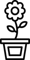 ícone de linha de vetor de vaso de flores