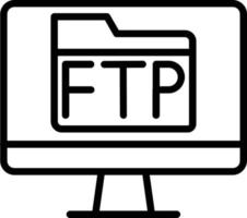 ícone de linha de vetor ftp
