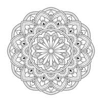 padrão de flor mandala com arte de contorno floral preto e branco de estilo étnico árabe vetor