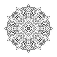 padrão de flor mandala com arte de contorno floral preto e branco de estilo étnico árabe vetor