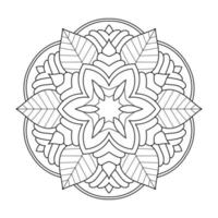 padrão de flor mandala com arte de contorno floral preto e branco de estilo étnico árabe vetor