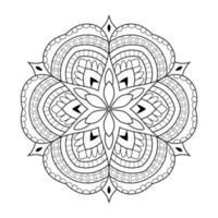 padrão de flor mandala com arte de contorno floral preto e branco de estilo étnico árabe vetor