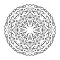 padrão de flor mandala com arte de contorno floral preto e branco de estilo étnico árabe vetor