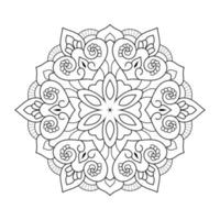 padrão de flor mandala com arte de contorno floral preto e branco de estilo étnico árabe vetor