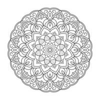 padrão de flor mandala com arte de contorno floral preto e branco de estilo étnico árabe vetor