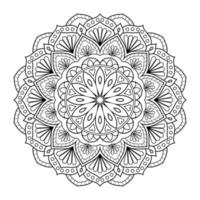 padrão de flor mandala com arte de contorno floral preto e branco de estilo étnico árabe vetor