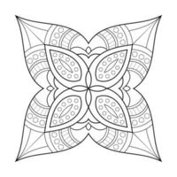 padrão de flor mandala com arte de contorno floral preto e branco de estilo étnico árabe vetor