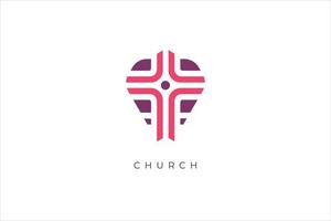 modelo de logotipo de igreja cruzada vetor